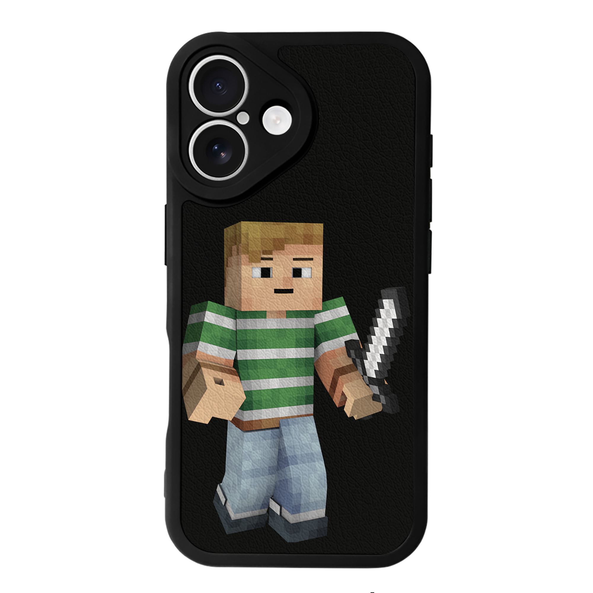 （画像用） マインクラフト ブロックの世界 Minecraft MC Block world 【iPhone 16シリーズ対応】シリコンスマホケース（レザー調） 材質：シリコン